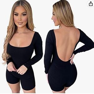 Backless Ribbed Jumpsuit/Romper